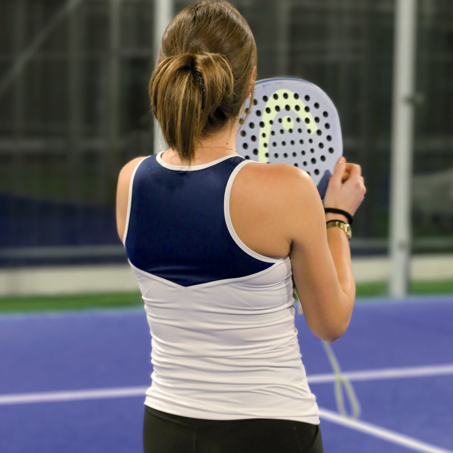 Débardeur technique bicolore PADEL PERFORM - Blanc/Navy - TCF2601