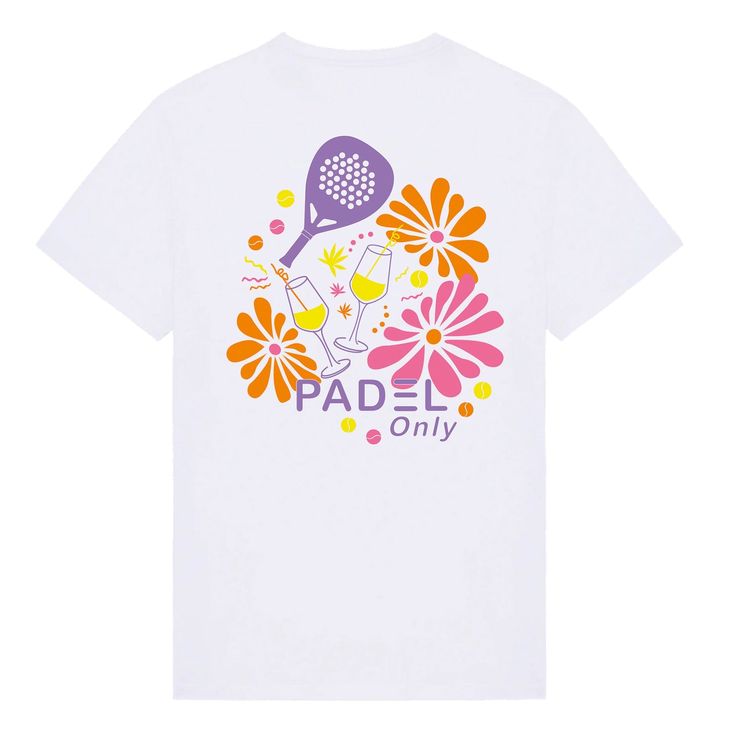 T-shirt BIO PADEL ONLY FLEURS Femme - BLANC