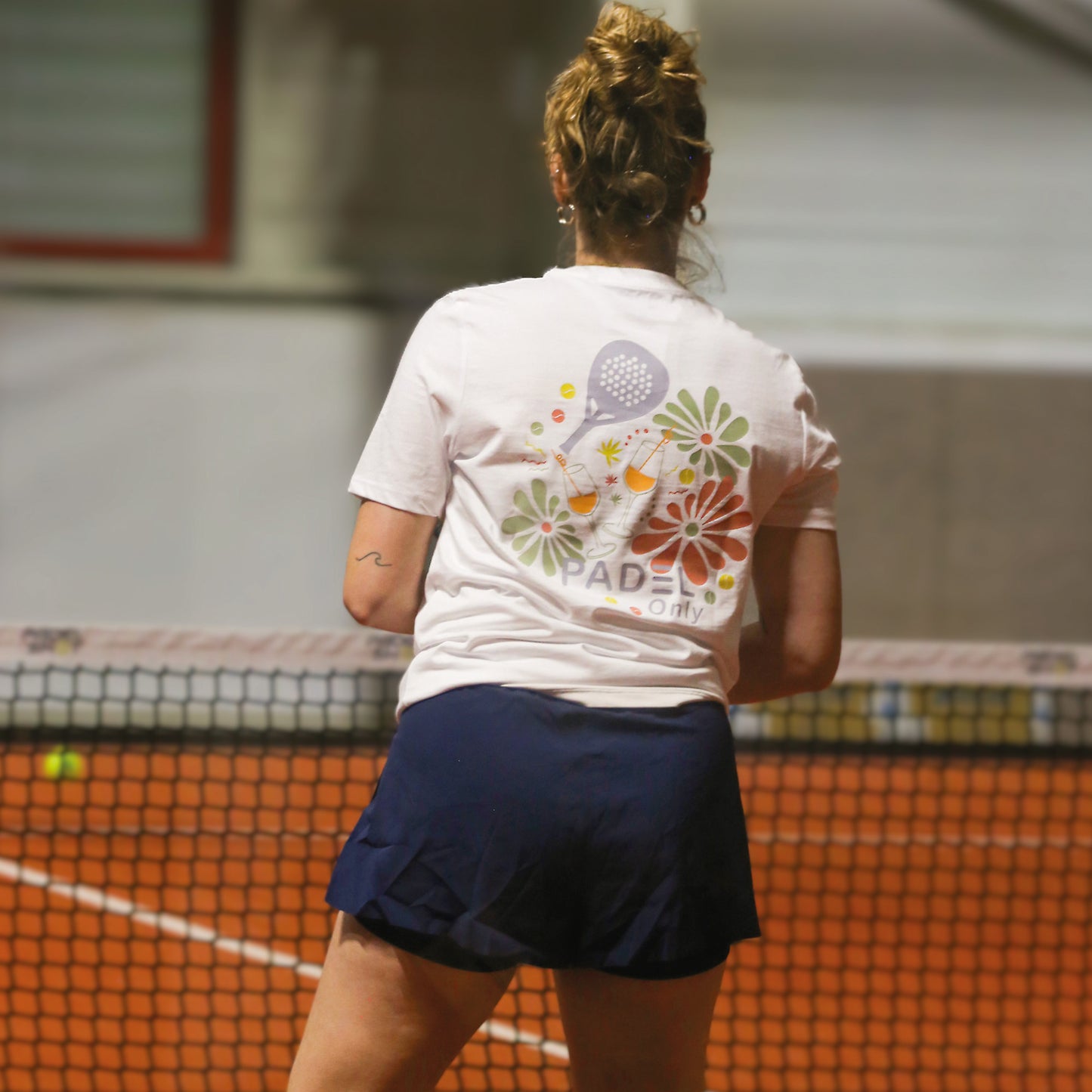 T-shirt BIO PADEL ONLY FLEURS - BLANC