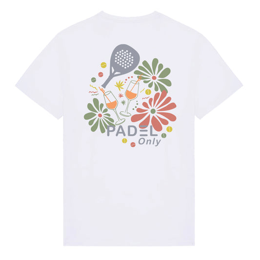 T-shirt BIO PADEL ONLY FLEURS - BLANC