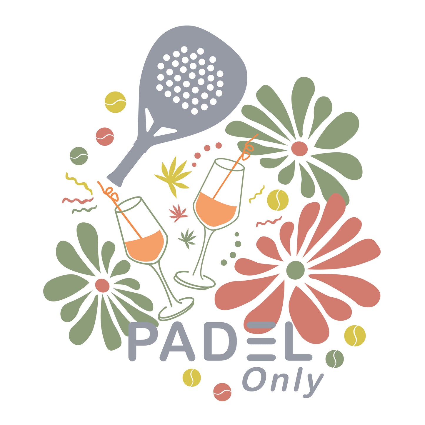 T-shirt BIO PADEL ONLY FLEURS - BLANC